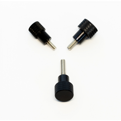 3 Rändelschrauben mit schmalem schwarzem Kopf in Hoher Bauform, M4x10 mm
