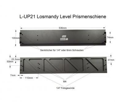 Prismenschiene Losmandy Level - Länge 540 mm - ebene Auflage